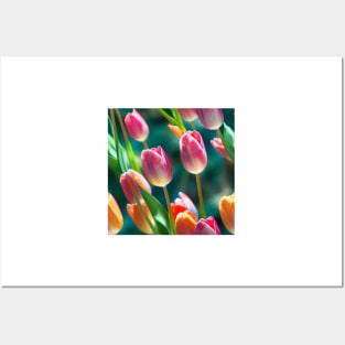 Watercolor tulip pattern Posters and Art